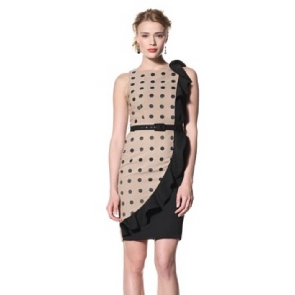 Eva Franco Women's Goya Sleeveless Dress with Ruffle (Dakota Dot) Size 4